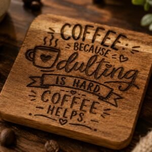 Coffee Lover's Collection Laser Engraved Wood Coaster Set